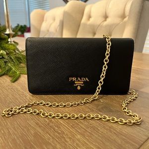 Prada Saffiano Leather Wallet on Chain.